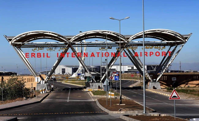 This file photo taken on November 23, 2015 shows the entrance of Arbil International Airport, in the capital of the northern Iraqi Kurdish autonomous region. (AFP / SAFIN HAMED)