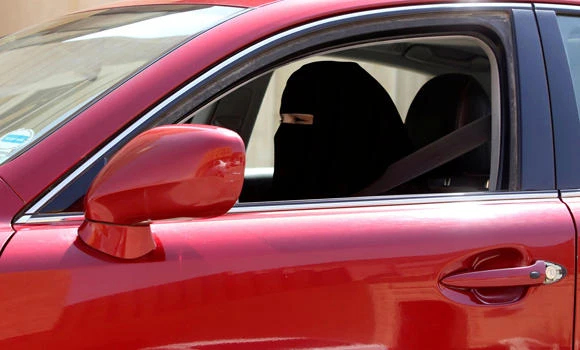 A woman drives a car in Riyadh, Saudi Arabia. (AFP)