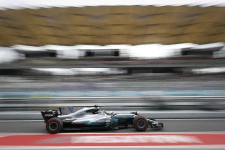 Mercedes driver Valtteri Bottas of Finland drives in the pit lane during during the second practice at the Sepang International Circuit for the first practice session for the Malaysian Formula One Grand Prix in Sepang, Malaysia, Friday, Sept. 29, 2017. (AP)