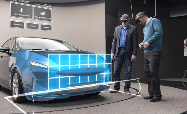 HoloLens technology uses mixed reality, which enables designers to see holograms in photo-quality backdrops through wire-free headsets.
