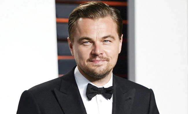 Leonardo DiCaprio arrives at the Vanity Fair Oscar Party in Beverly Hills, California. (AP)
