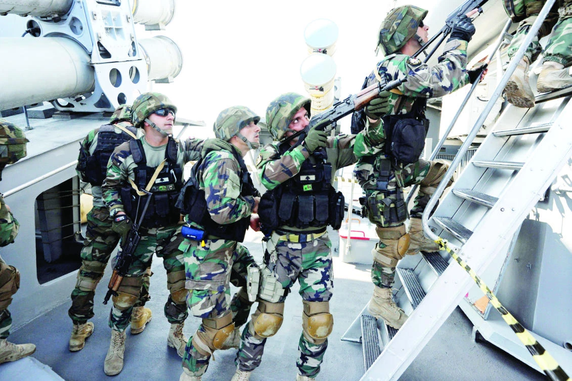 Lebanese naval forces take part in a joint training exercise with the UN Interim Force in Lebanon off Beirut. (AFP)