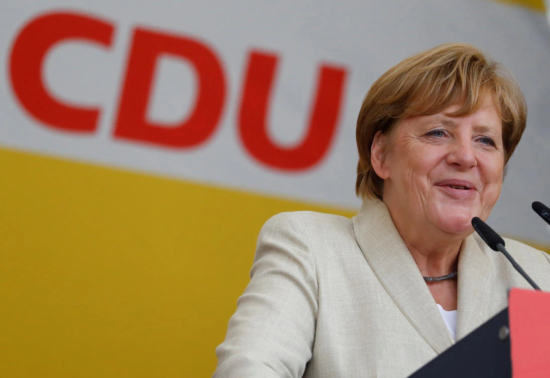 German Chancellor Angela Merkel gives a speech during an election rally in Ludwigshafen, Germany, on August 30, 2017. (File photo by Reuters)