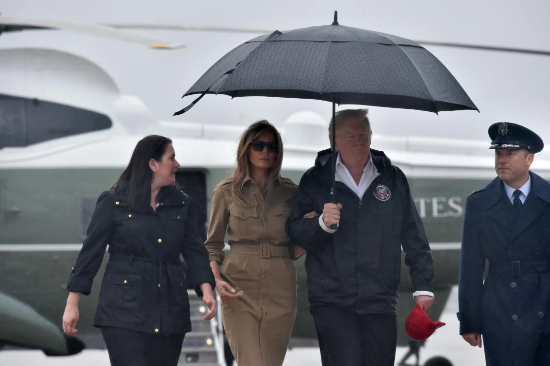 US President Donald Trump and First Lady Melania Trump board Air Force One at Andrews Air Force Base in Maryland, on September 2, 2017. (AFP)