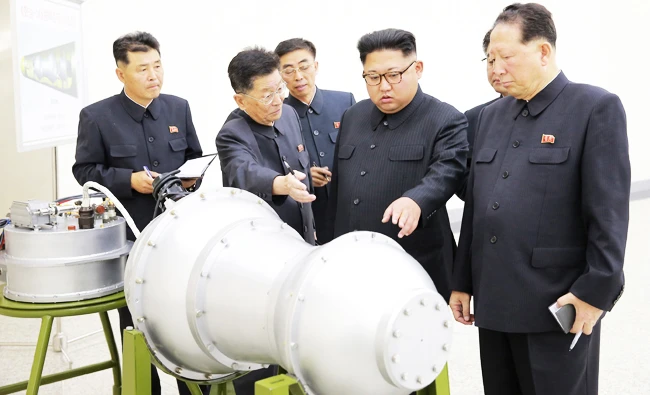 North #Korean leader Kim Jong Un provides guidance on a nuclear weapons program in this undated photo released by North #Korea's Korean Central News Agency (KCNA) in Pyongyang on Sunday. (Reuters)