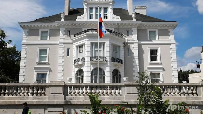 Russia's Washington chancery annex is seen on Aug 31, 2017 in Washington. (AP)