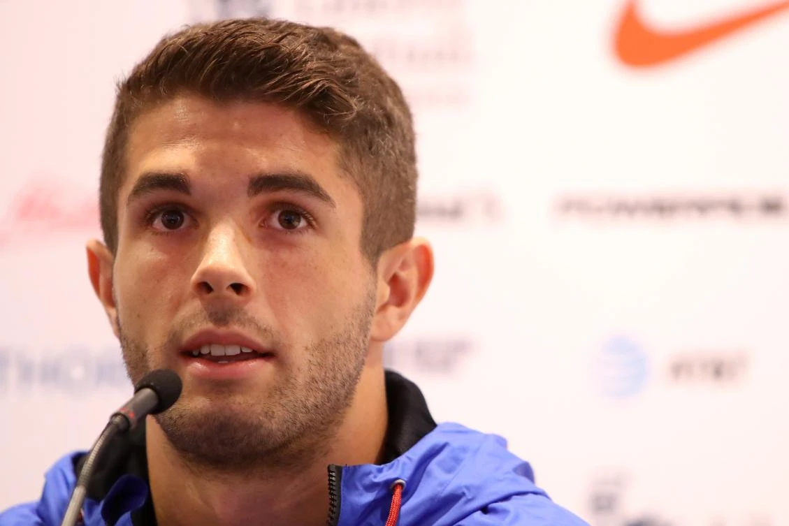 Christian Pulisic speaks during a United States men’s national team soccer press conference at NYCFC House in New York CitY, on August 29, 2017. (File photo by AFP)