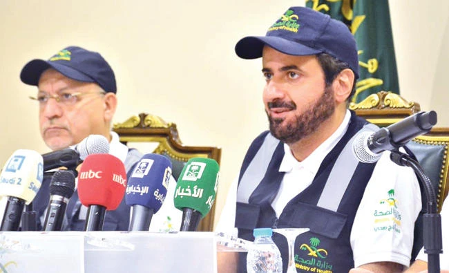 Health Minister Dr. Tawfiq bin Fawzan Al-Rabiah speaks during a press conference in Makkah on Sunday. (SPA)