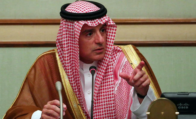 Saudi Arabia's Foreign Minister Adel al-Jubeir speaks at a briefing with reporters at the Saudi Embassy in London on Tuesday, September 5, 2017. (REUTERS/Hannah McKay)