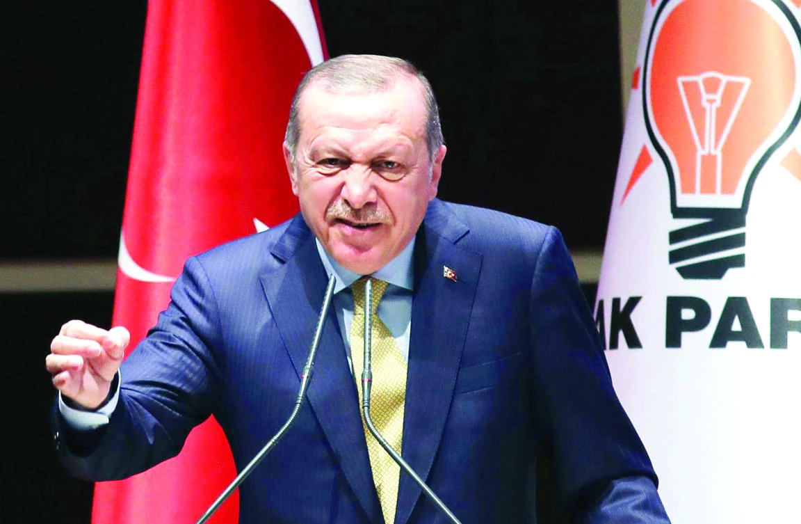 Turkish President Recep Tayyip Erdogan delivers a speech in Ankara on Wednesday. (AFP)