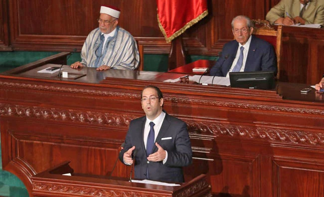 Tunisia's Prime Minister Youssef Chahed speaks at the Assembly of People's Representatives in Tunis on July 20, 2017. (REUTERS/Zoubeir Souissi)