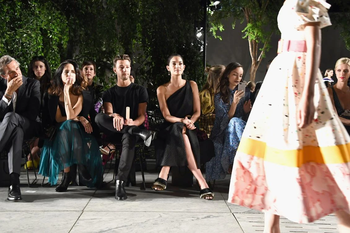 Cameron Dallas and Lily Aldridge (C) attend Carolina Herrera fashion show during New York Fashion Week. (Getty Images/AFP)