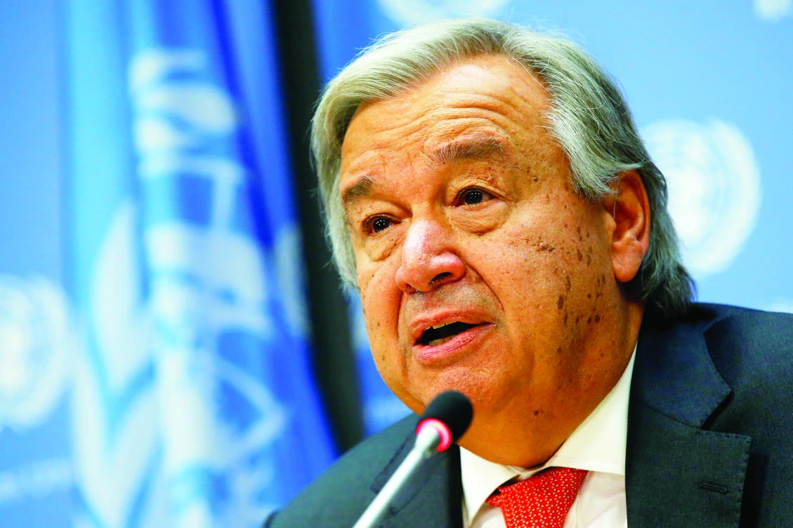 UN Secretary General Antonio Guterres speaks at a news conference in New York on Wednesday. (Reuters)