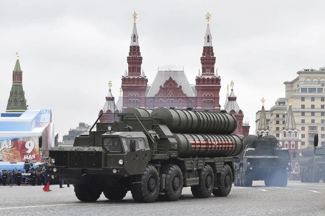 Russian S-400 Triumph medium-range and long-range surface-to-air missile systems ride through Red Square during the Victory Day military parade in Moscow on May 9. (AFP)