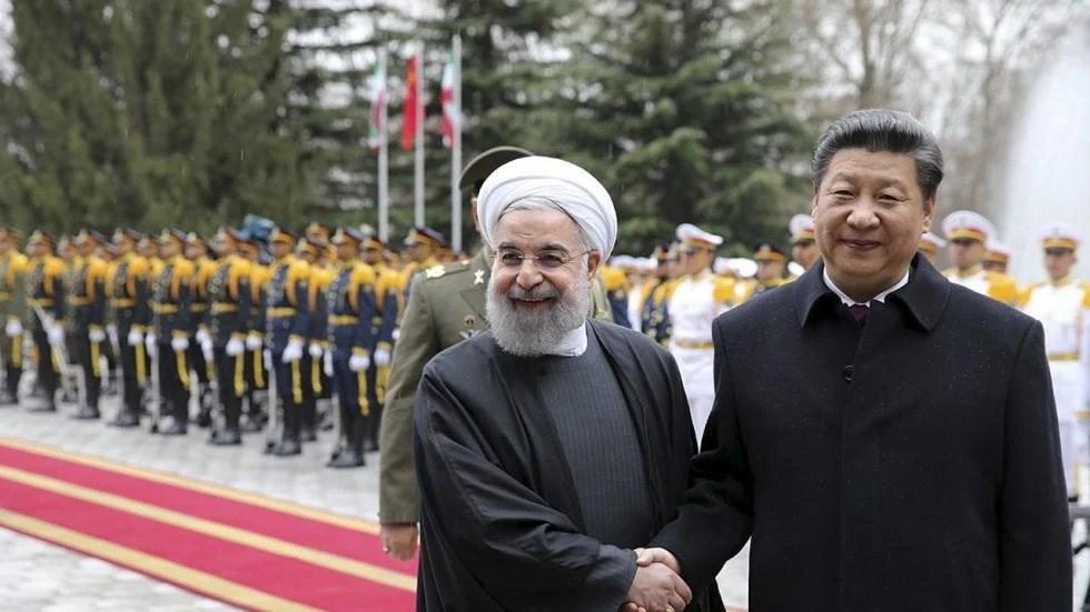 Above, Iranian president Hassan Rowhani welcomes Chinese president Xi Jinping during his state visit in January this year. (Reuters)