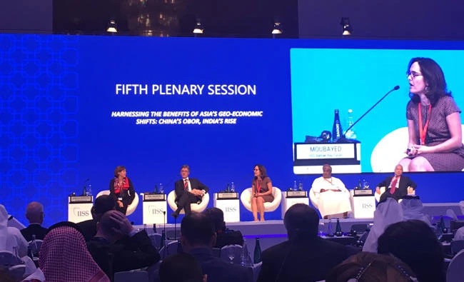The panelists are seen during the Bahrain Bay Forum 2017. (Courtesy: Photos courtesy of IISS - Bahrain Bay Forum)
