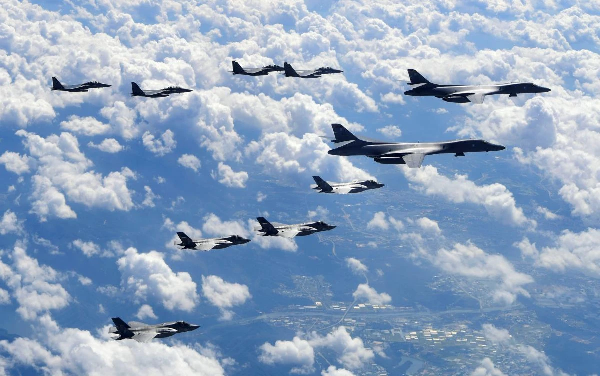 US and South Korean jets fly over the Korean Peninsula during a joint military drill on Monday. (AFP)