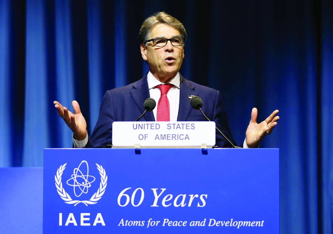 US Energy Secretary Rick Perry delivers a speech during the general conference of the International Atomic Energy Agency in Vienna. (AP)