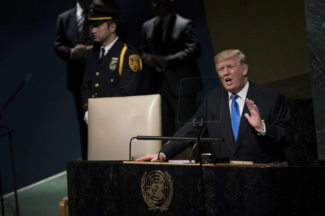 US President Donald Trump addresses the 72nd Annual UN General Assembly in New York on September 19, 2017. (File photo by AFP)