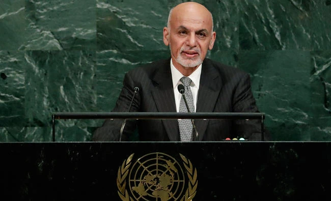 Afghanistan's President Ashraf Ghani Ahmadzai addresses the UN General Assembly on Tuesday at the UN headquarters. (AP)