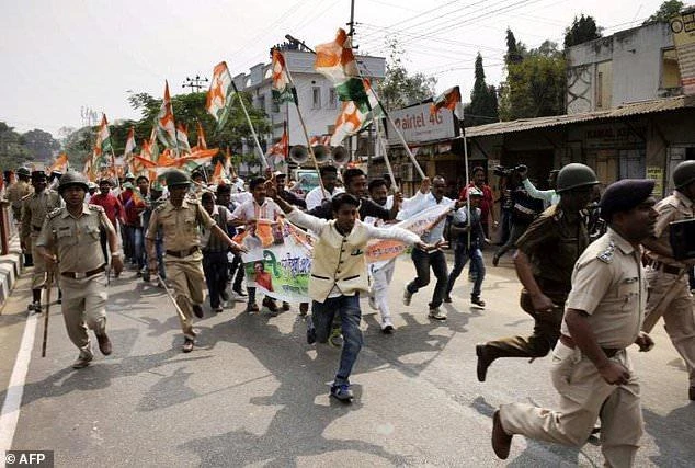 Shantanu Bhowmick was covering political unrest in Agartala, the capital of remote Tripura state in India's northeast. (AFP)