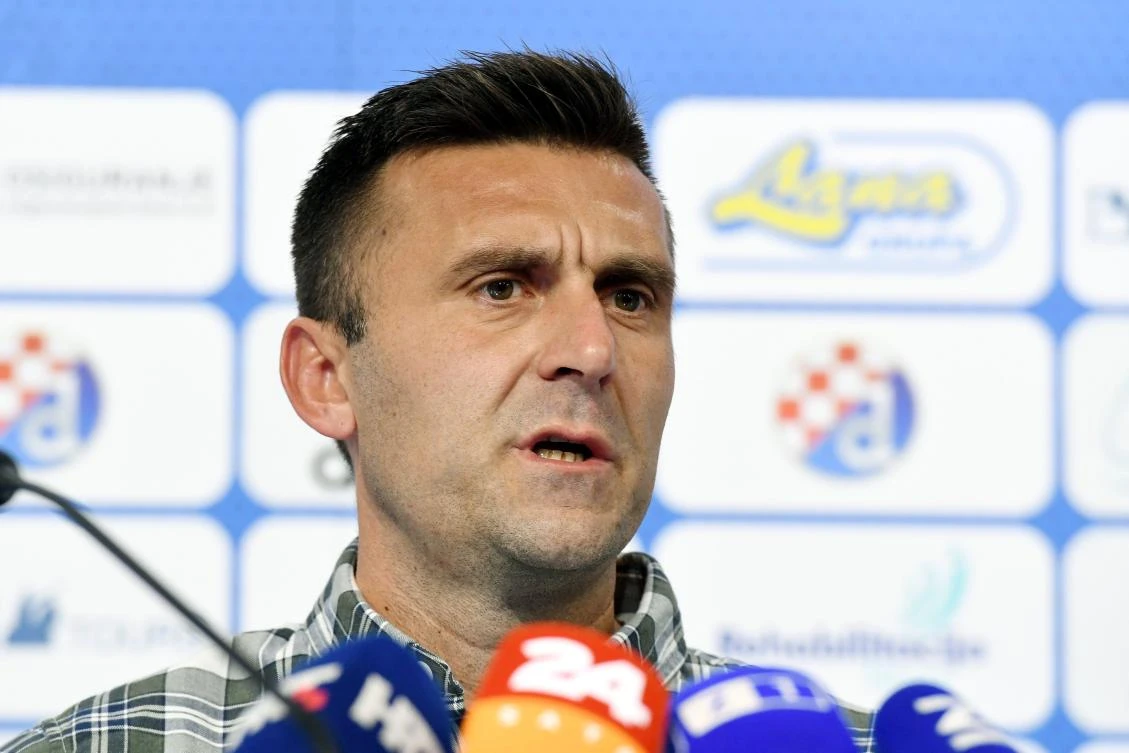 Dinamo Zagreb’s head coach Mario Cvitanovic speaks during a press conference in Zagreb, on September 21, 2017. (AFP)