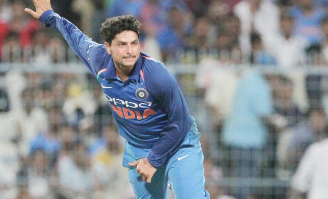 India’s Kuldeep Yadav bowls during the second One-Day International cricket match against Australia at Eden Gardens in Kolkata Thursday. (AP)