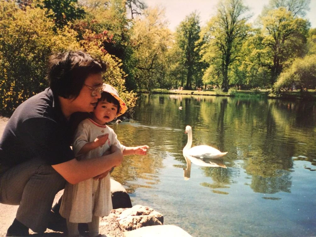 This undated handout photo provided to AFP, courtesy of Angela Gui, on September 22, 2017 shows Angela Gui as a child with and her father Gui Minhai, who disappeared on October 17, 2015, one of five Hong Kong booksellers known for publishing gossipy titles about Chinese political leaders to go missing. Two years after her bookseller father vanished into Chinese detention, Angela Gui refuses to give up her campaign to free him, despite growing concerns for her own safety. (AFP)