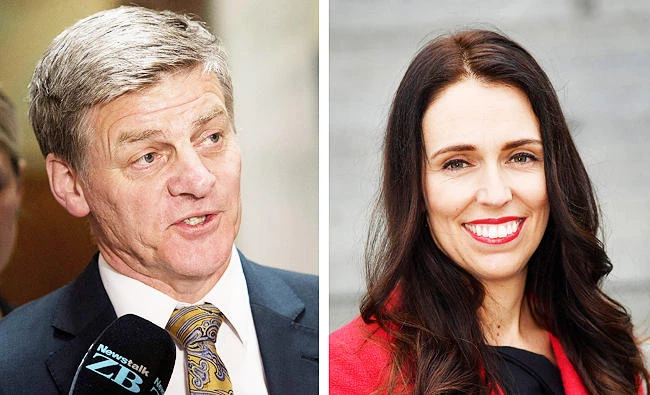 A file combo taken in Wellington on December 5, 2016, shows New Zealand's National Party prime minister Bill English (L) and a file photo of opposition Labour Party leader Jacinda Ardern (R) taken in Wellington on August 1, 2017. (AFP)