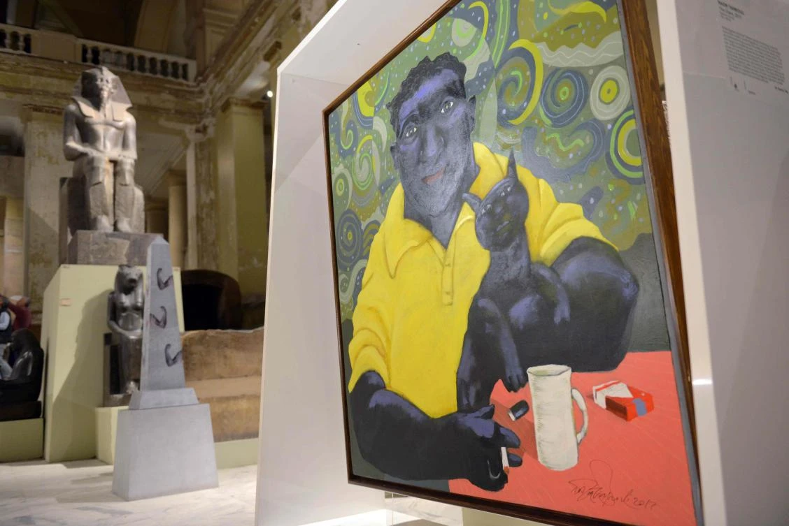 A picture taken on October 28, 2017, shows art installations on display at the Egyptian Museum during the "Night of Art" exhibit in the capital Cairo. / AFP / MOHAMED EL-SHAHED
