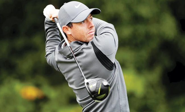 Northern Ireland’s Rory McIlroy in action during the third round of the British Masters on Saturday. (Reuters)