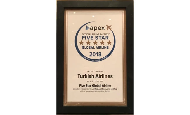 Turkish Airlines said this five-star ranking reaffirms its position as a global leader in passenger experience and comfort