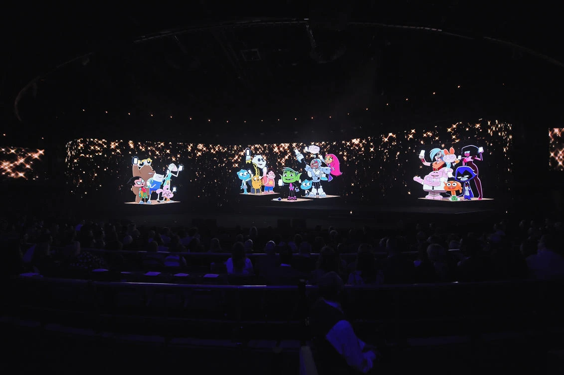 Characters from Cartoon Network shows appear onscreen during the Turner Upfront 2017 show at The Theater at Madison Square Garden in New York on May 17, 2017. (File photo by AFP)