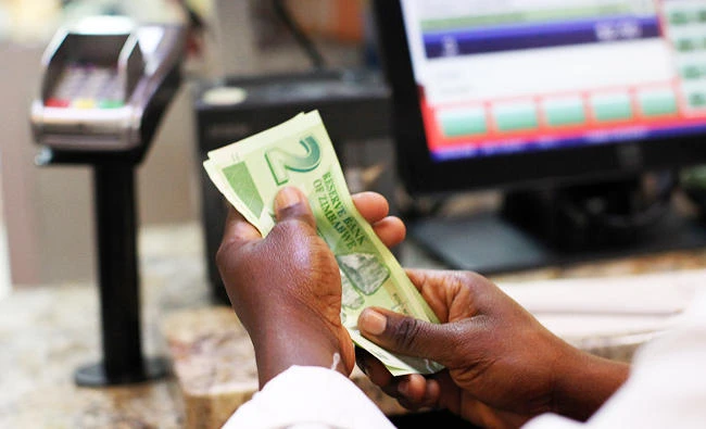 This file photo taken on November 28, 2016 shows a man holding bond notes released by the Reserve Bank Of Zimbabwe in Harare central business centre. (AFP)