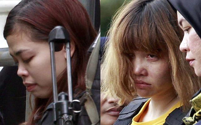 Indonesian suspect Siti Aisyah, left, and Vietnamese suspect Doan Thi Huong. (AP)