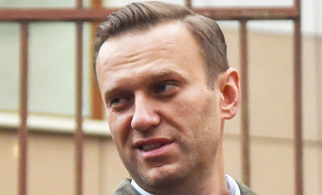 Russian opposition leader Alexei Navalny attends a hearing after being detained ahead of a rally in Nizhny Novgorod on September 29, at Moscow's Simonovsky district court on Monday. (AFP)