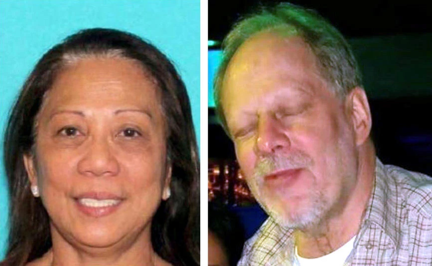This combo image shows a picture of Las Vegas gunman Stephen Paddock (right) and his partner Marilou Danley. (Las Vegas Metropolitan Police Department Handout via Reuters and social media photo)