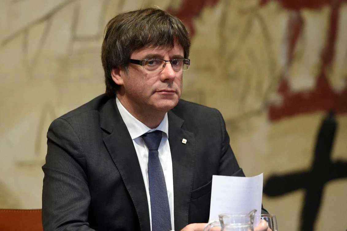 Catalan president Carles Puigdemont attends a Catalan government meeting at the Generalitat in Barcelona, on October 2, 2017. (File photo by AFP)