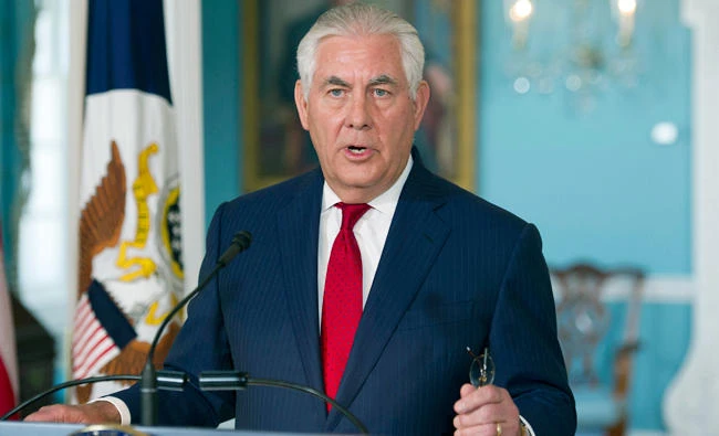US Secretary of State Rex Tillerson makes a statement to the press at the State Department in Washington, DC, on Wednesday. (AFP)