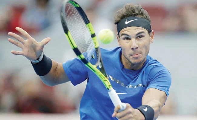 Rafael Nadal of Spain in action against Karen Khachanov of Russia on Thursday. (Reuters)