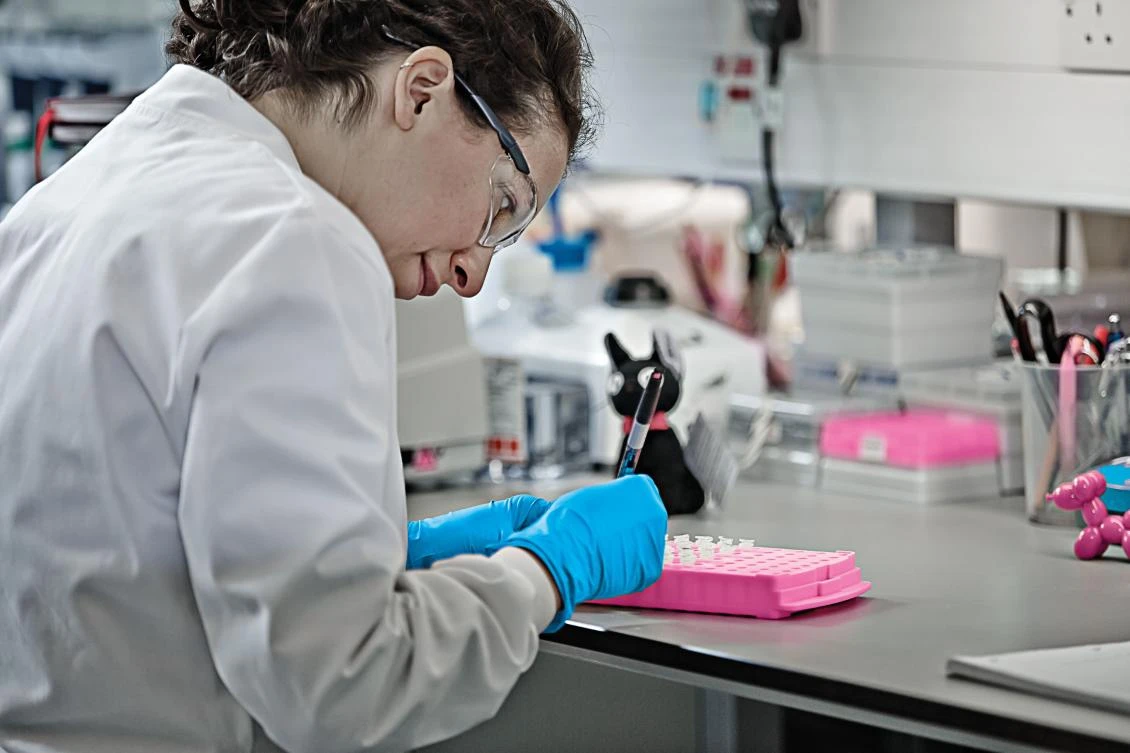 Cancer Research UK employee working in the labs