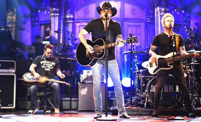 Jason Aldean performs ‘I Won’t Back Down’ on ‘Saturday Night Live’
in New York. (AP)
