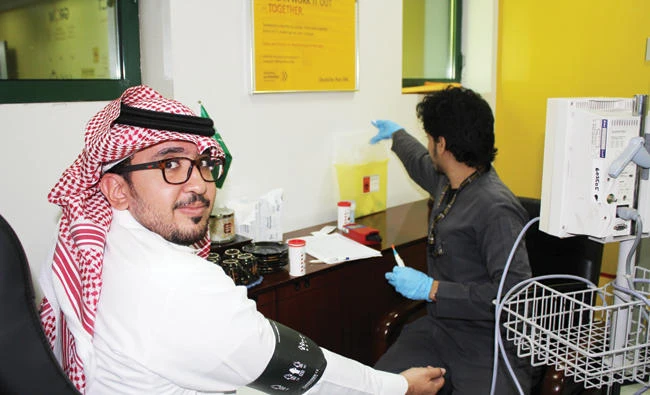 Thirty-two bags of blood were collected from 32 employees during the blood donation drive.