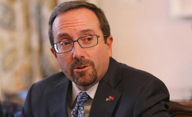 U.S. Ambassador John Bass attends a news conference in Ankara, Turkey, on Wednesday.