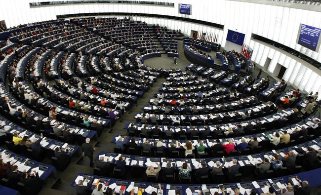 A Saudi delegation met with members of the European Parliament in Brussels on Monday. (Reuters)