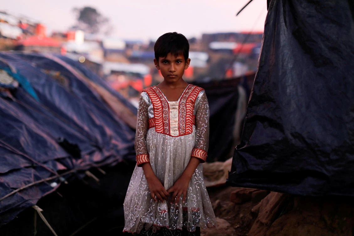 Above, Mujan Begum, an 8-year-old Rohingya refugee, at a refugee camp near Cox’s Bazar in Bangladesh. The UN human rights office said on Wednesday Myanmar security forces had brutally driven out half a million Rohingya from northern Rakhine state to Bangladesh. (Reuters)