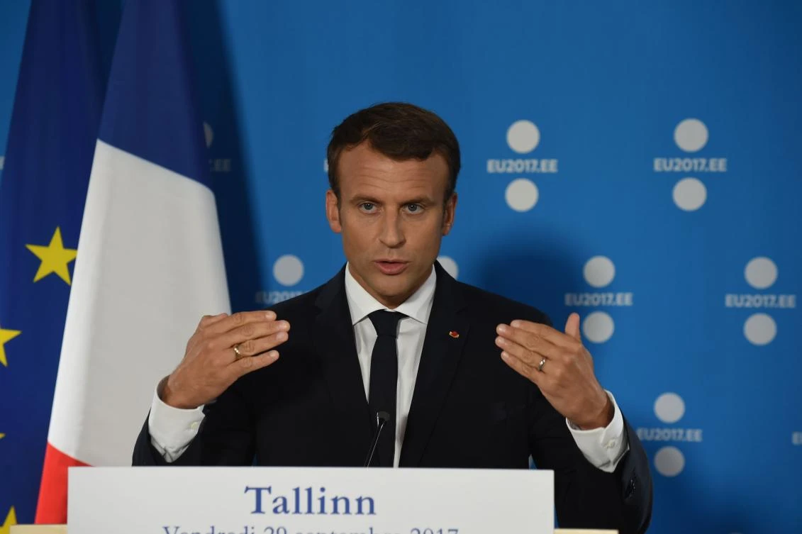 French President Emmanuel Macron gives a press conference after the Tallinn Digital Summit in Tallinn, Estonia, on September 29, 2017. (File photo by AFP)