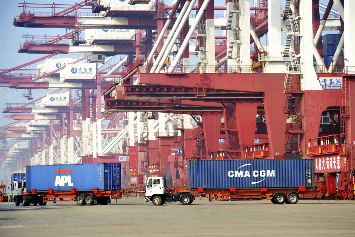 China’s customs figures showed exports grew 8.1 percent and imports expanded 18.7 percent in September.(Chinatopix via AP)