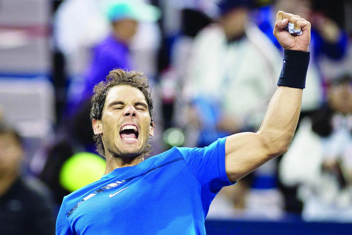 Rafael Nadal of Spain celebrates his victory against Grigor Dimitrov of Bulgaria during their men's singles
quarter-final match at the Shanghai Masters tennis tournament in Shanghai on Friday. (AFP)