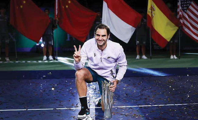 Roger Federer won his sixth title of the year in Shanghai. (AFP)
